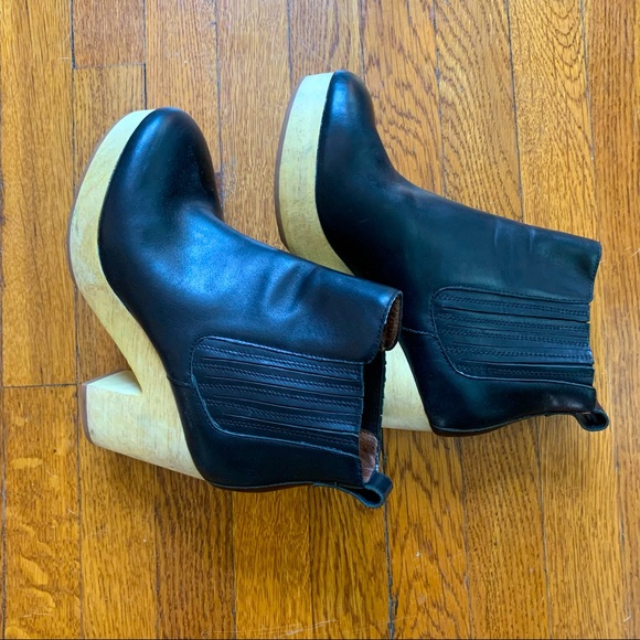 Madewell Marco Chelsea Leather and Wooden Clog Ankle Bootie - Picture 1 of 6
